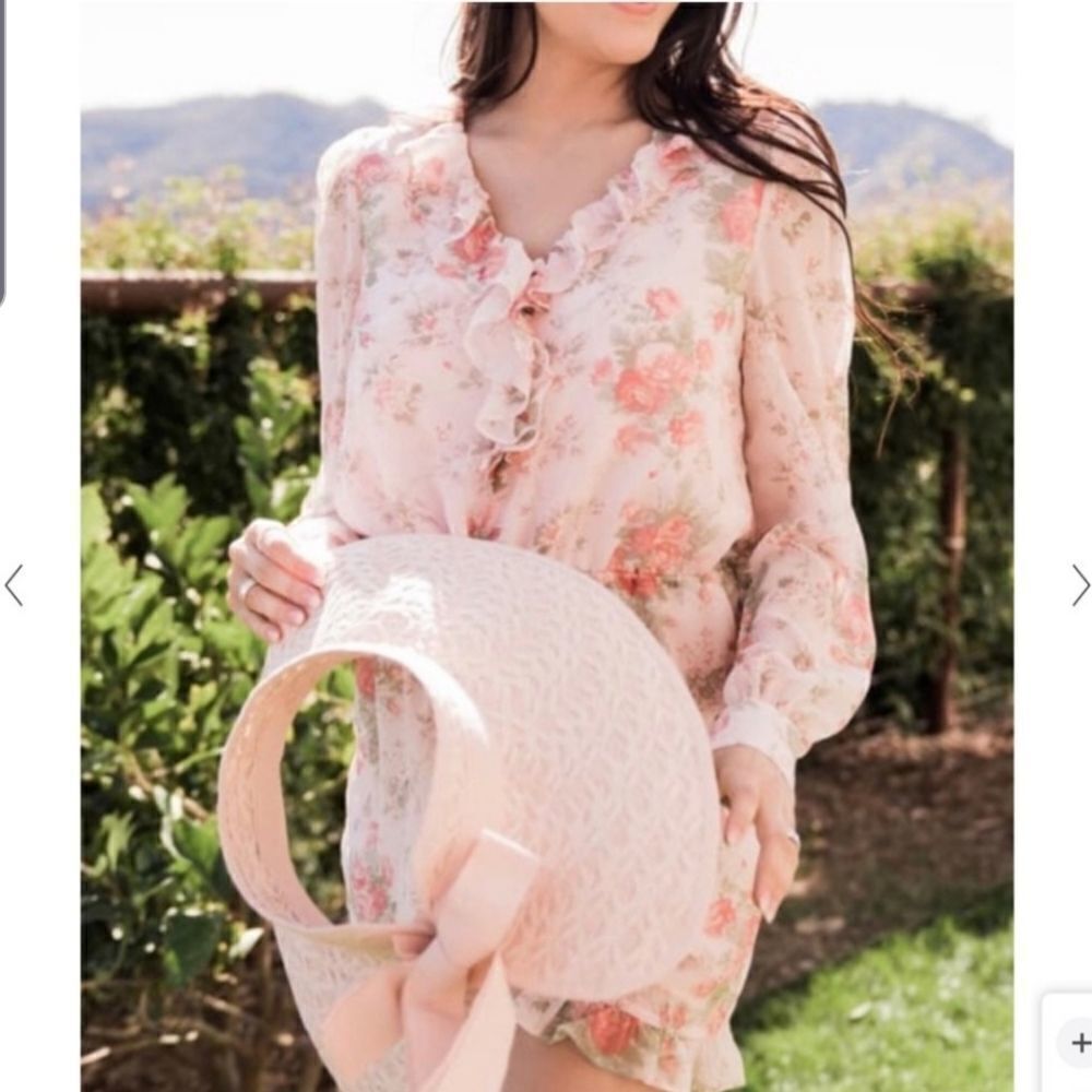 NWT Rachel parcell pink frosty sophia floral romper sz small